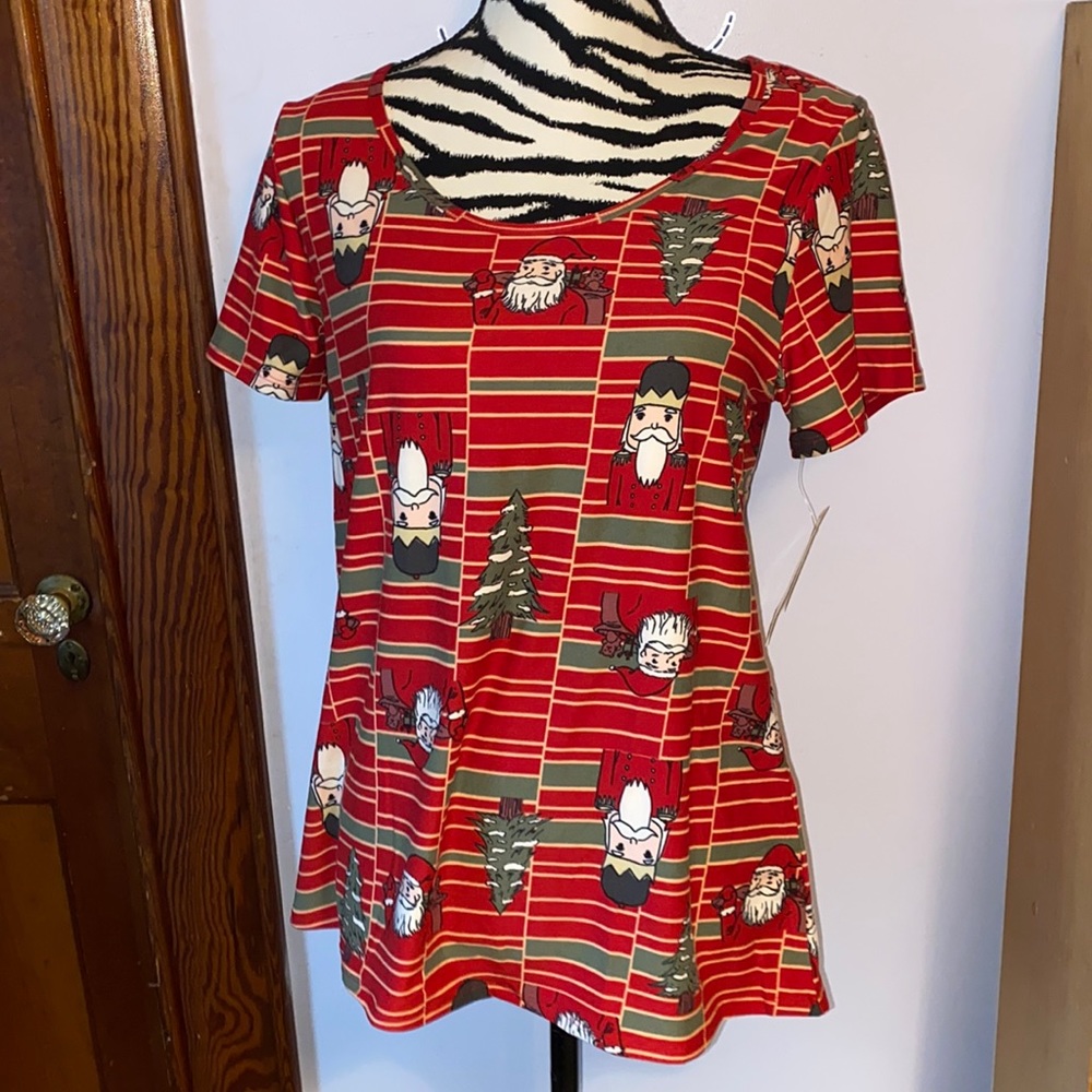 LuLaroe Classic T Santa Claus Christmas trees and nutcrackers size S NWT